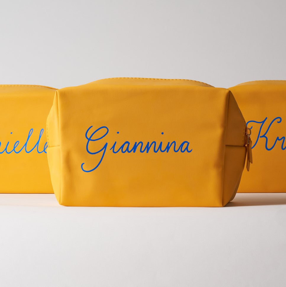 Personalised Yellow Beauty Bag