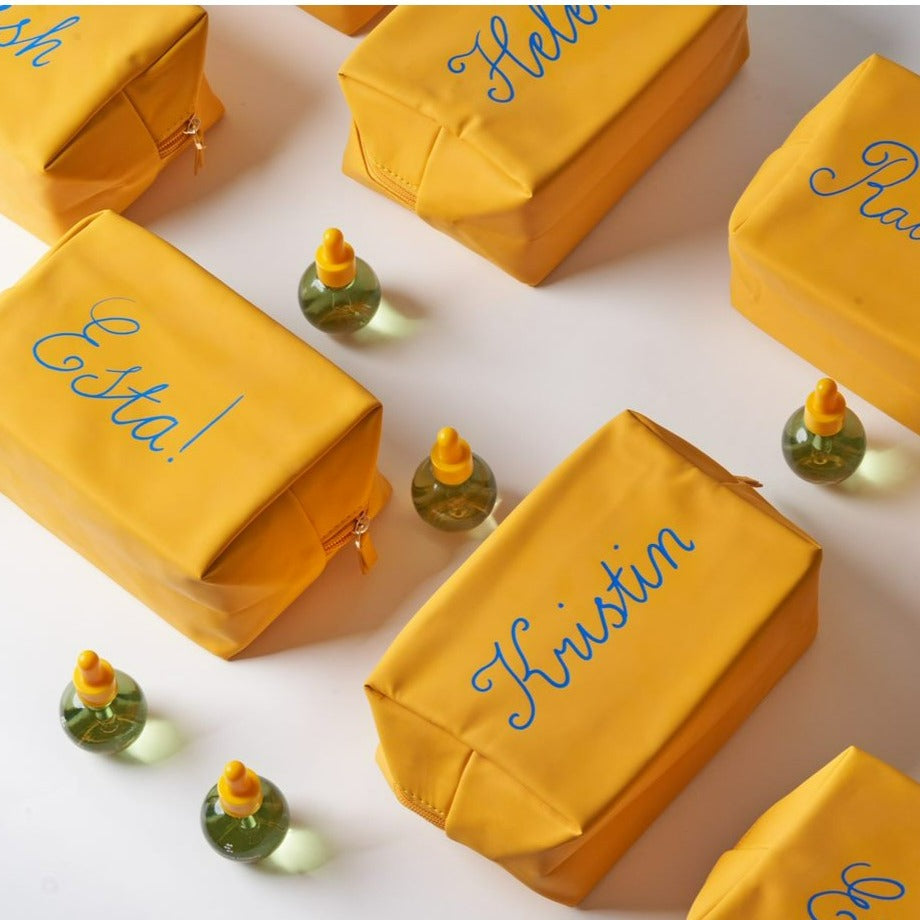 Personalised Yellow Beauty Bag